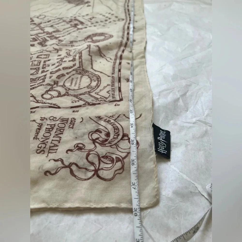 Harry Potter Marauders Map Womens Scarf Sheer Polyester Brown Cream 76 x 19’